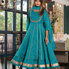 Teal Cotton Premium And Elegant Kurta Sets For Women