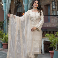 Off White Cotton Premium And Elegant Kurta Sets For Women