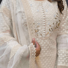 Off White Cotton Premium And Elegant Kurta Sets For Women