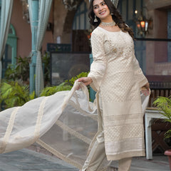 Off White Cotton Premium And Elegant Kurta Sets For Women