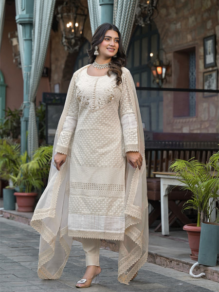 Off White Cotton Premium And Elegant Kurta Sets For Women