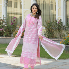 Cotton Embroidered Kurta Set