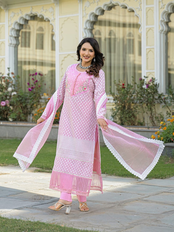 Cotton Embroidered Kurta Set