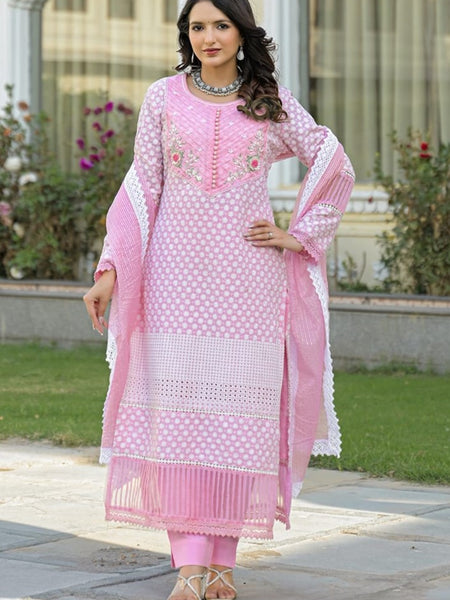 Cotton Embroidered Kurta Set