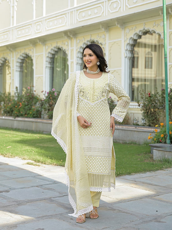 Cotton Embroidered Kurta Set