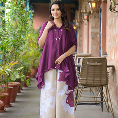 Purple Crepe Kaftan Kurta Top for Women