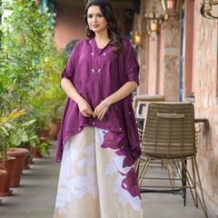 Purple Crepe Kaftan Kurta Top for Women