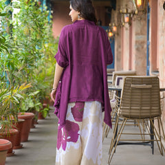 Purple Crepe Kaftan Kurta Top for Women