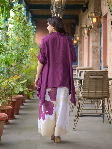 Purple Crepe Kaftan Kurta Top for Women