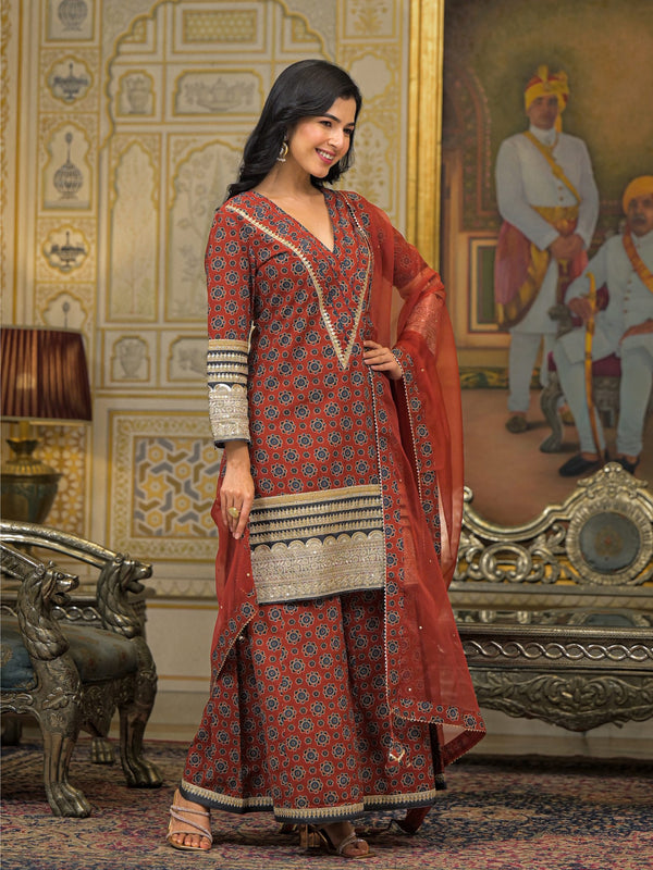 Maroon Cotton Premium And Elegant Kurta Sets For Women