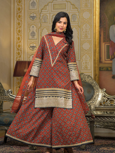 Maroon Cotton Premium And Elegant Kurta Sets For Women