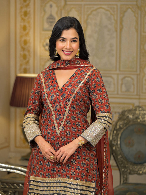 Maroon Cotton Premium And Elegant Kurta Sets For Women