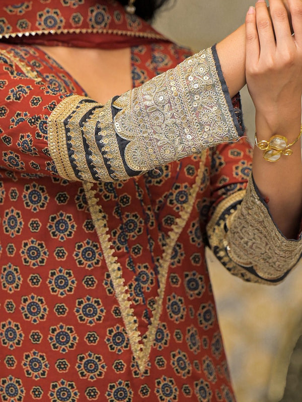 Maroon Cotton Premium And Elegant Kurta Sets For Women