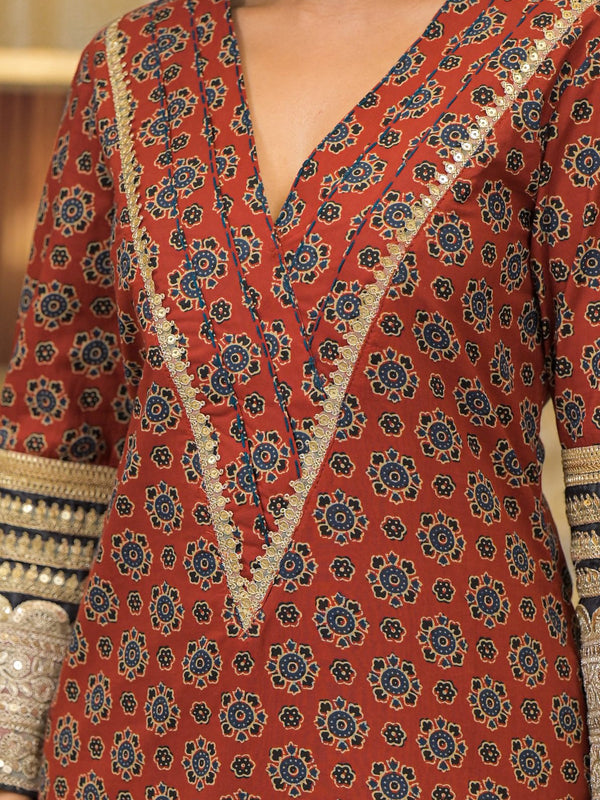 Maroon Cotton Premium And Elegant Kurta Sets For Women