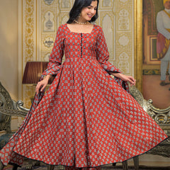 Maroon Cotton Premium And Elegant Kurta Sets For Women