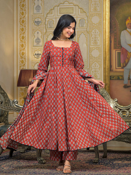 Maroon Cotton Premium And Elegant Kurta Sets For Women