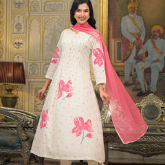 Pink Cotton Premium And Elegant Kurta Sets For Women