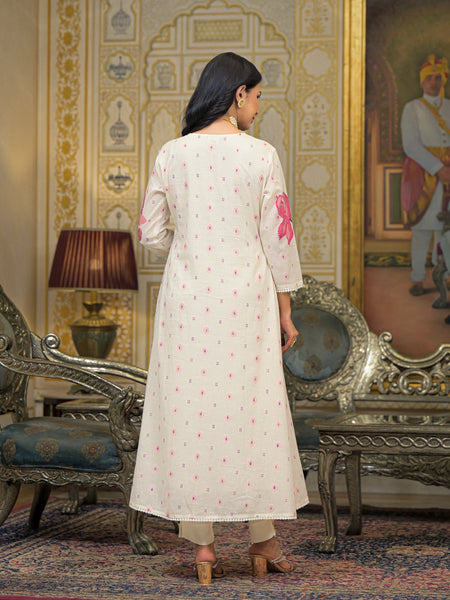 Pink Cotton Premium And Elegant Kurta Sets For Women