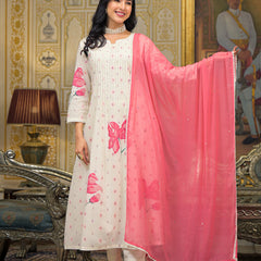 Pink Cotton Premium And Elegant Kurta Sets For Women
