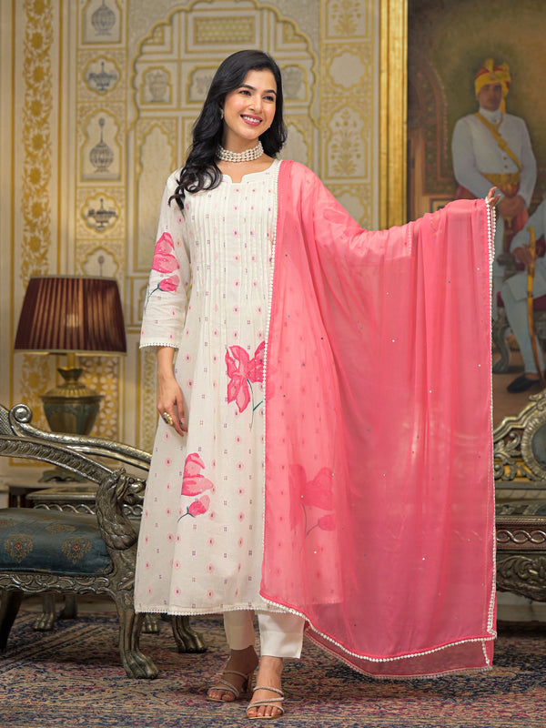 Pink Cotton Premium And Elegant Kurta Sets For Women