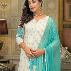 Sea Green Cotton Premium And Elegant Kurta Sets For Women