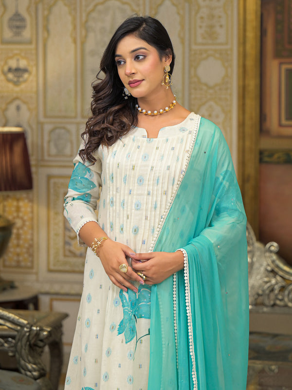 Sea Green Cotton Premium And Elegant Kurta Sets For Women