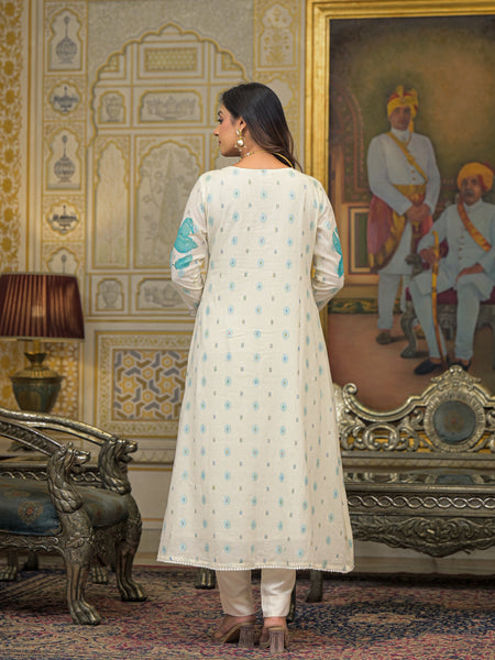 Sea Green Cotton Premium And Elegant Kurta Sets For Women