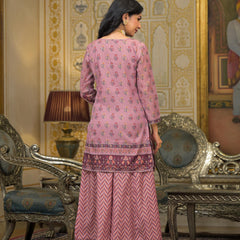 Pink Chanderi Printed Kurta Set with Dupatta