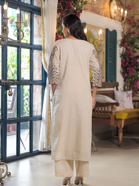 Off White Cotton Premium And Elegant Kurta Sets For Women