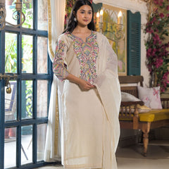 Off White Cotton Premium And Elegant Kurta Sets For Women