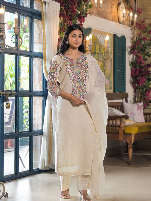 Off White Cotton Premium And Elegant Kurta Sets For Women