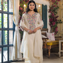 Off White Cotton Premium And Elegant Kurta Sets For Women