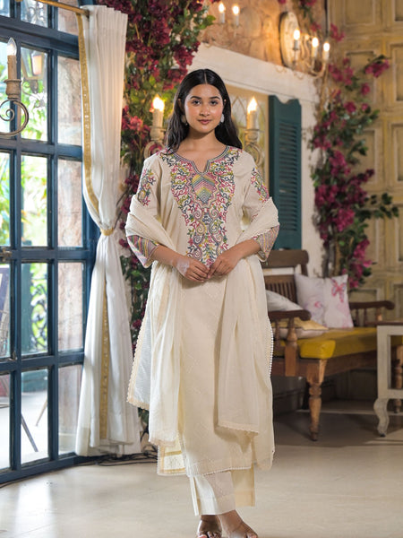 Off White Cotton Premium And Elegant Kurta Sets For Women