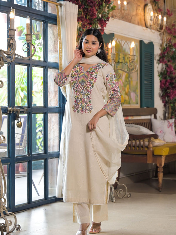 Off White Cotton Premium And Elegant Kurta Sets For Women