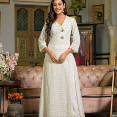 Off-White Cotton Premium & Elegant Kurta Sets For Women