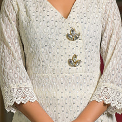 Off-White Cotton Premium & Elegant Kurta Sets For Women