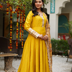 Yellow silk chanderi Premium And Elegant Kurta Sets For Women