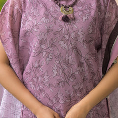 Purple Dabu Print Cotton Kaftan Kurta Set