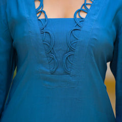 Blue Crape Premium And Elegant Co-Ord Set For Women