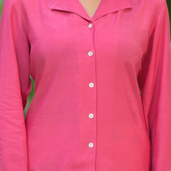 Pink Crepe Shirt Collar Co-Ord Set for Women