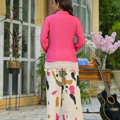 Pink Crepe Shirt Collar Co-Ord Set for Women