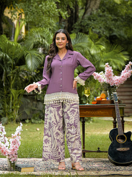Printed Crepe Co-Ord Set with Palazzo
