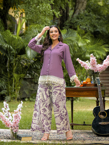 Printed Crepe Co-Ord Set with Palazzo
