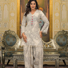 Beige Cotton Premium And Elegant Kurta Sets For Women