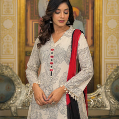 Beige Cotton Premium And Elegant Kurta Sets For Women