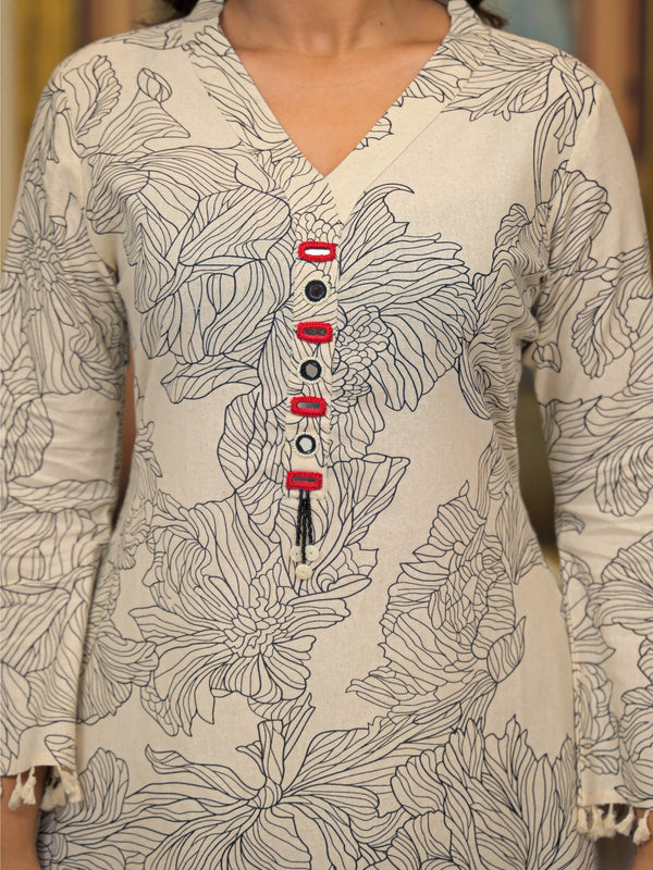 Beige Cotton Premium And Elegant Kurta Sets For Women
