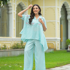 Sky Blue Kaftan Style Co-Ord Set for Women