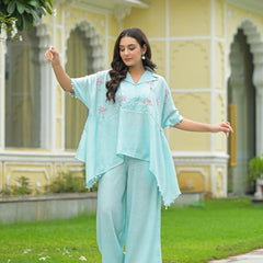 Sky Blue Kaftan Style Co-Ord Set for Women
