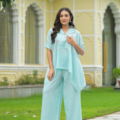 Sky Blue Kaftan Style Co-Ord Set for Women