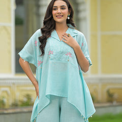 Sky Blue Kaftan Style Co-Ord Set for Women